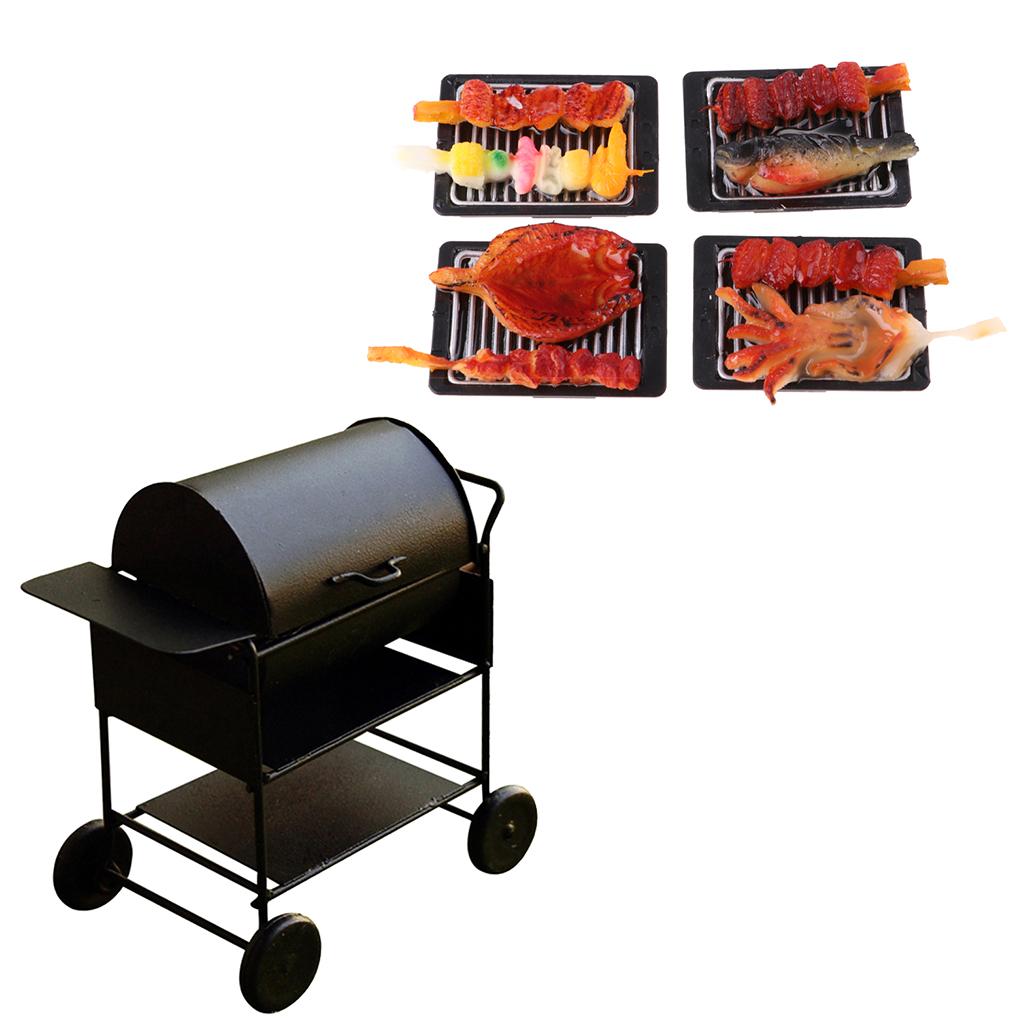 1/12 Dollhouse Miniature Outdoor Garden Square Barbecue Grill Oven BBQ Food