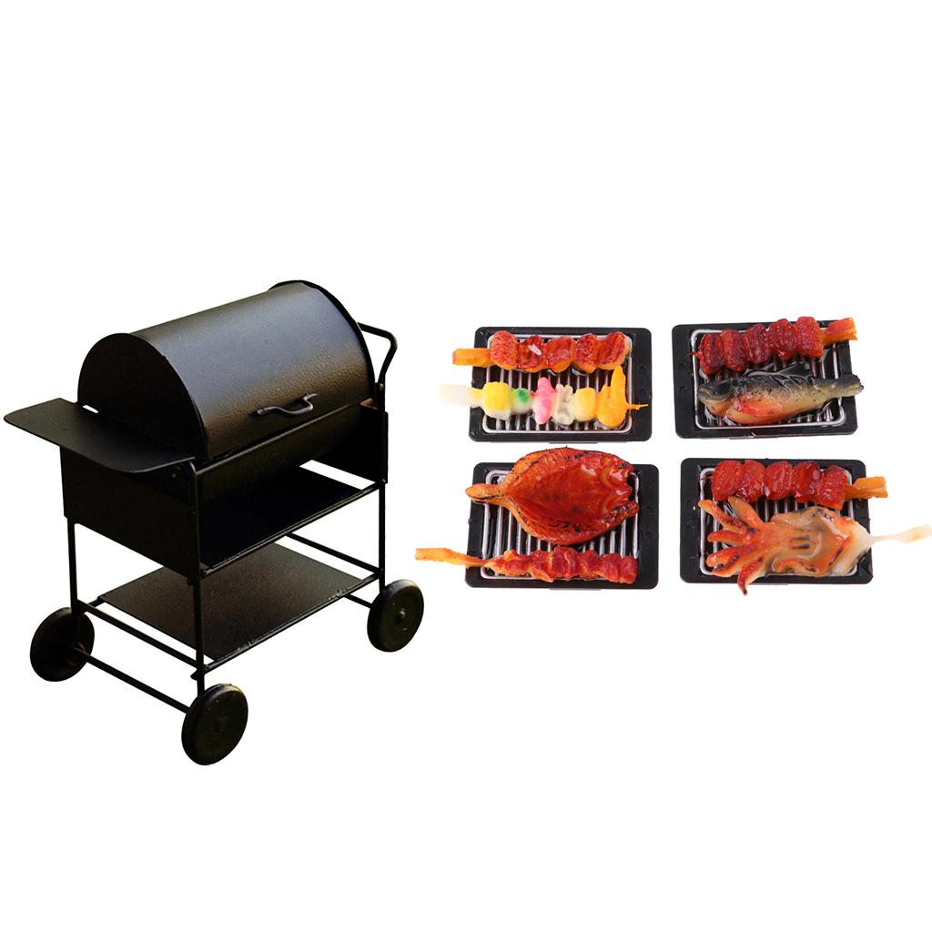 1/12 Dollhouse Miniature Outdoor Garden Square Barbecue Grill Oven BBQ Food