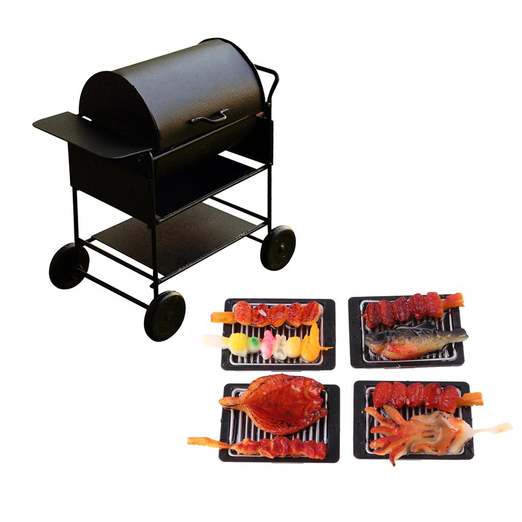 1/12 Dollhouse Miniature Outdoor Garden Square Barbecue Grill Oven BBQ Food