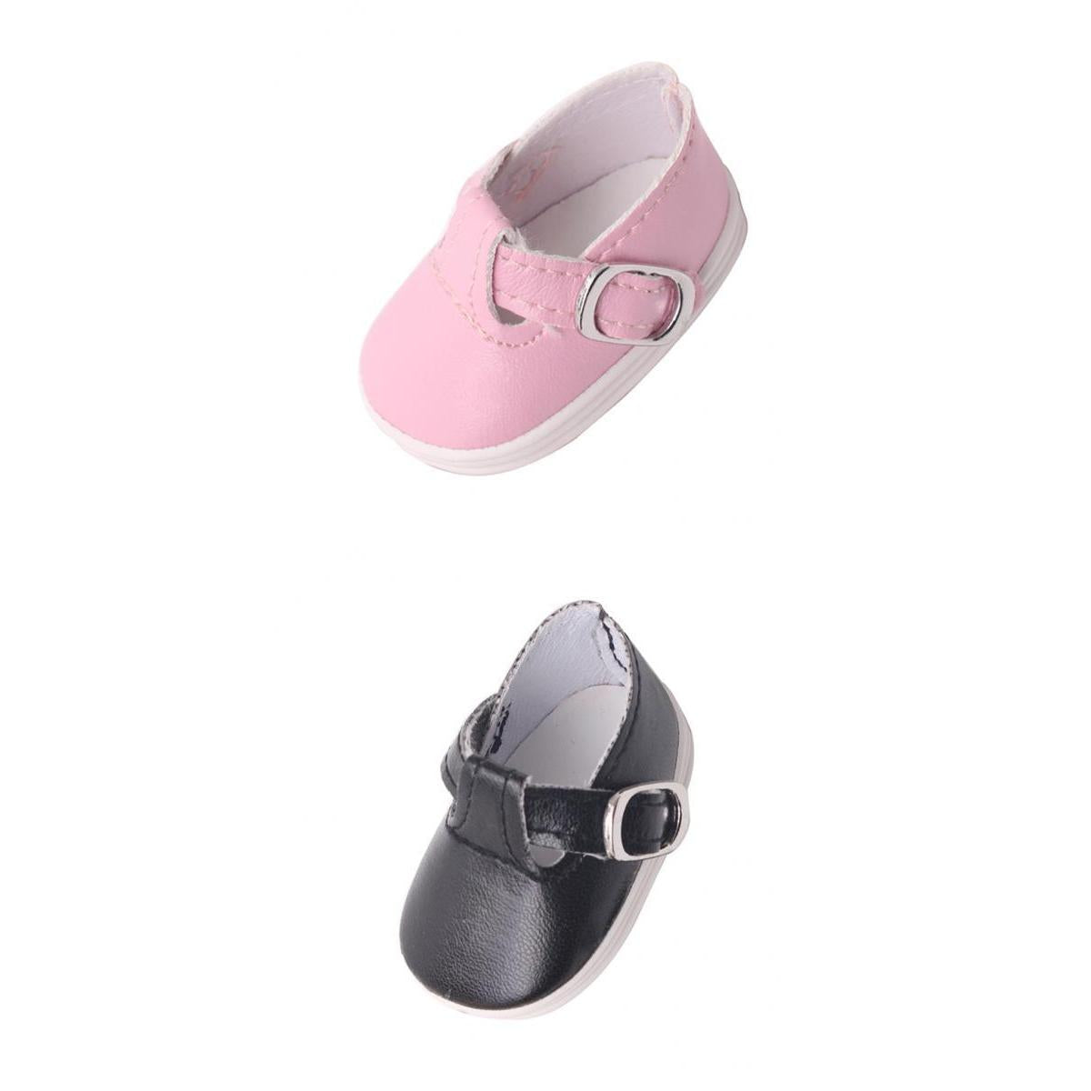 2 Pairs PU Leather Shoes with Buckles for Mell Chan 14.5 "