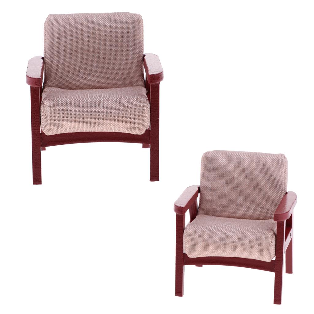 1/12 Scale Dollhouse Miniature Room Furniture Kit Single Sofa Chair Red Accs