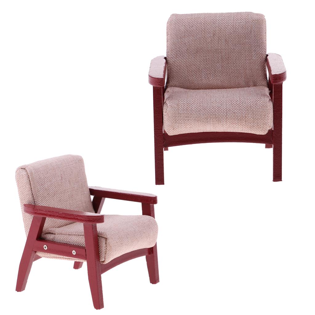 1/12 Scale Dollhouse Miniature Room Furniture Kit Single Sofa Chair Red Accs