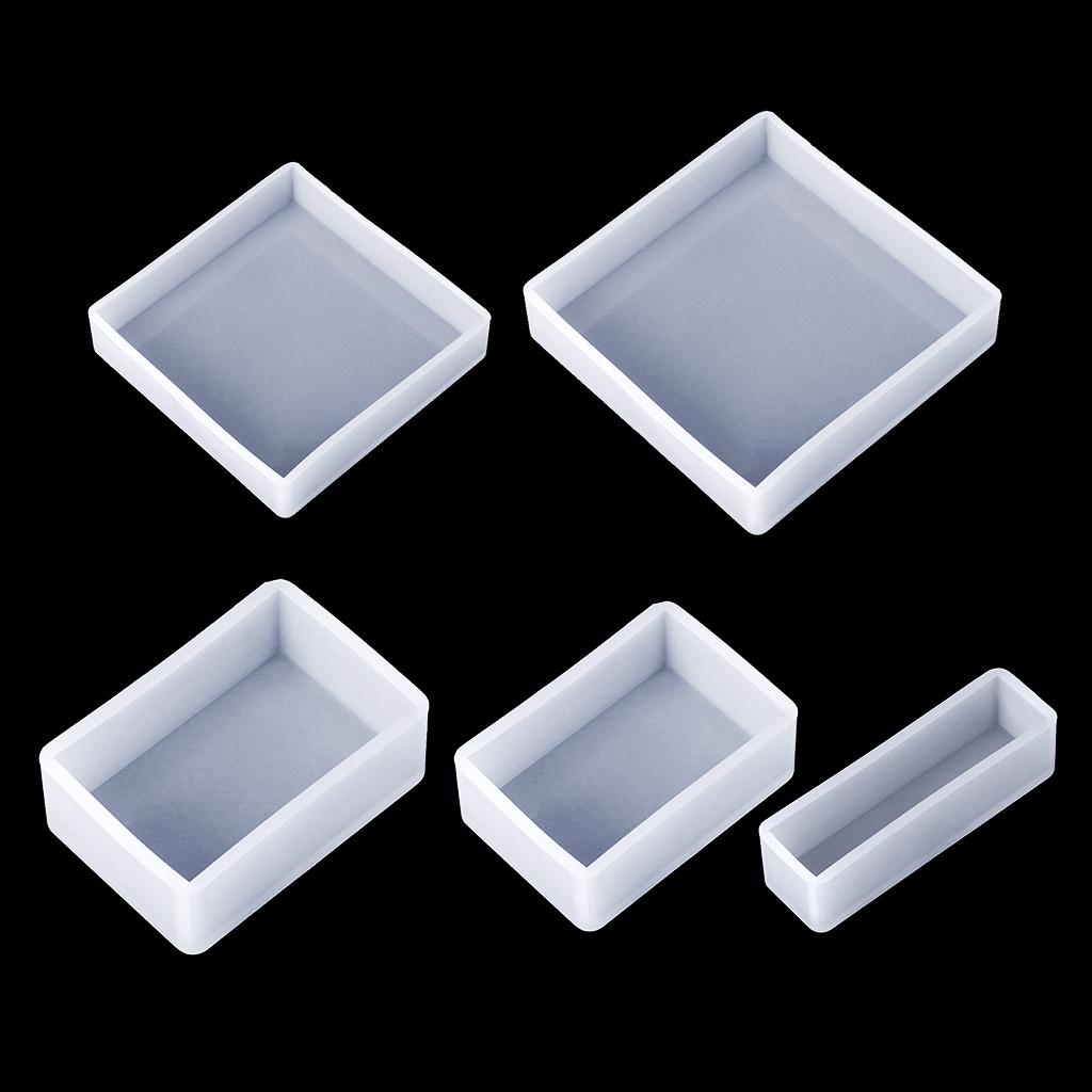 5 Pieces DIY Cube Cuboid Resin Block Ornament Mold Jewelry Making Mould Tool
