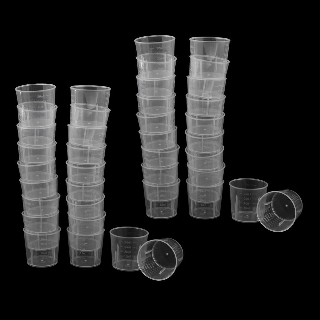 40Pieces 30ml Clear Graduated Beaker Measuring Cup Kitchen Lab Tool