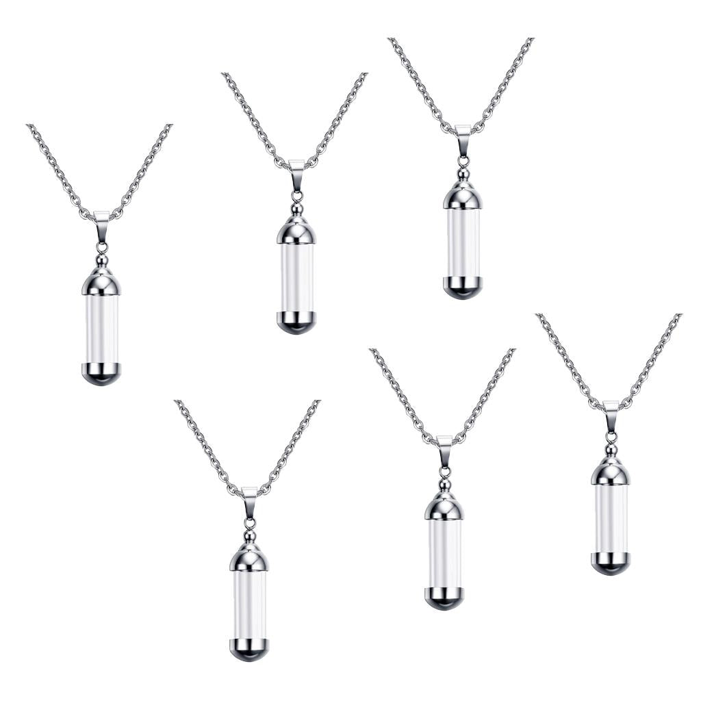 6Pcs Glass Openable Container Tube Urn Keepsake Cremation Pendant Necklace