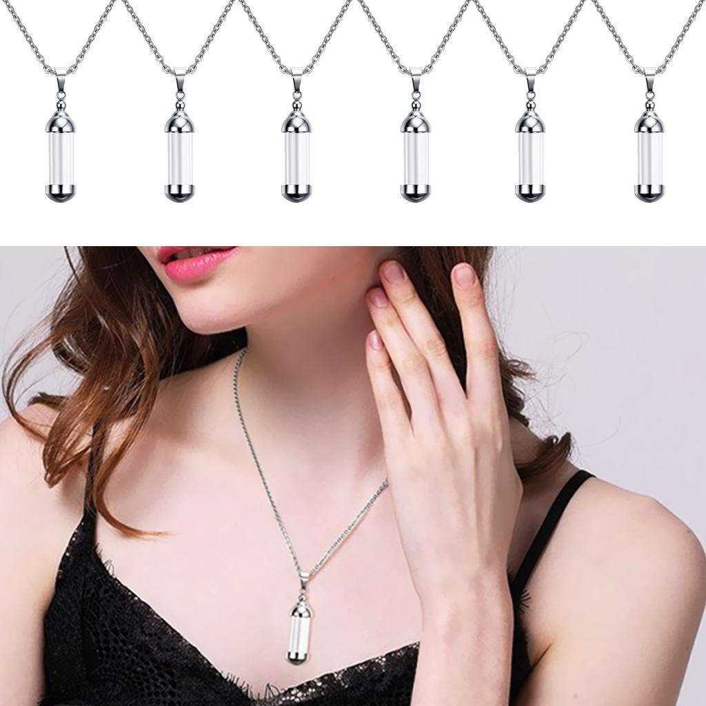6Pcs Glass Openable Container Tube Urn Keepsake Cremation Pendant Necklace