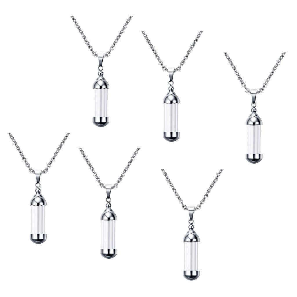 6Pcs Glass Openable Container Tube Urn Keepsake Cremation Pendant Necklace