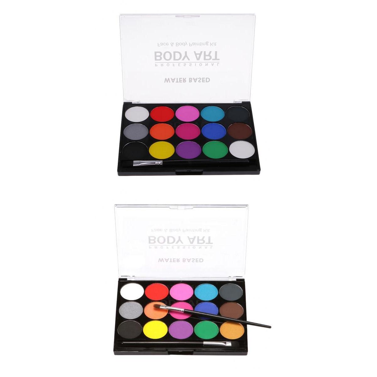 2 Set 15 Colors Non-toxic Face & Body Paint Palette Make Up Fancy Party Kit