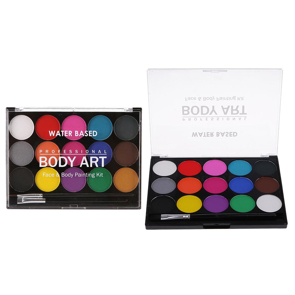 2 Set 15 Colors Non-toxic Face & Body Paint Palette Make Up Fancy Party Kit