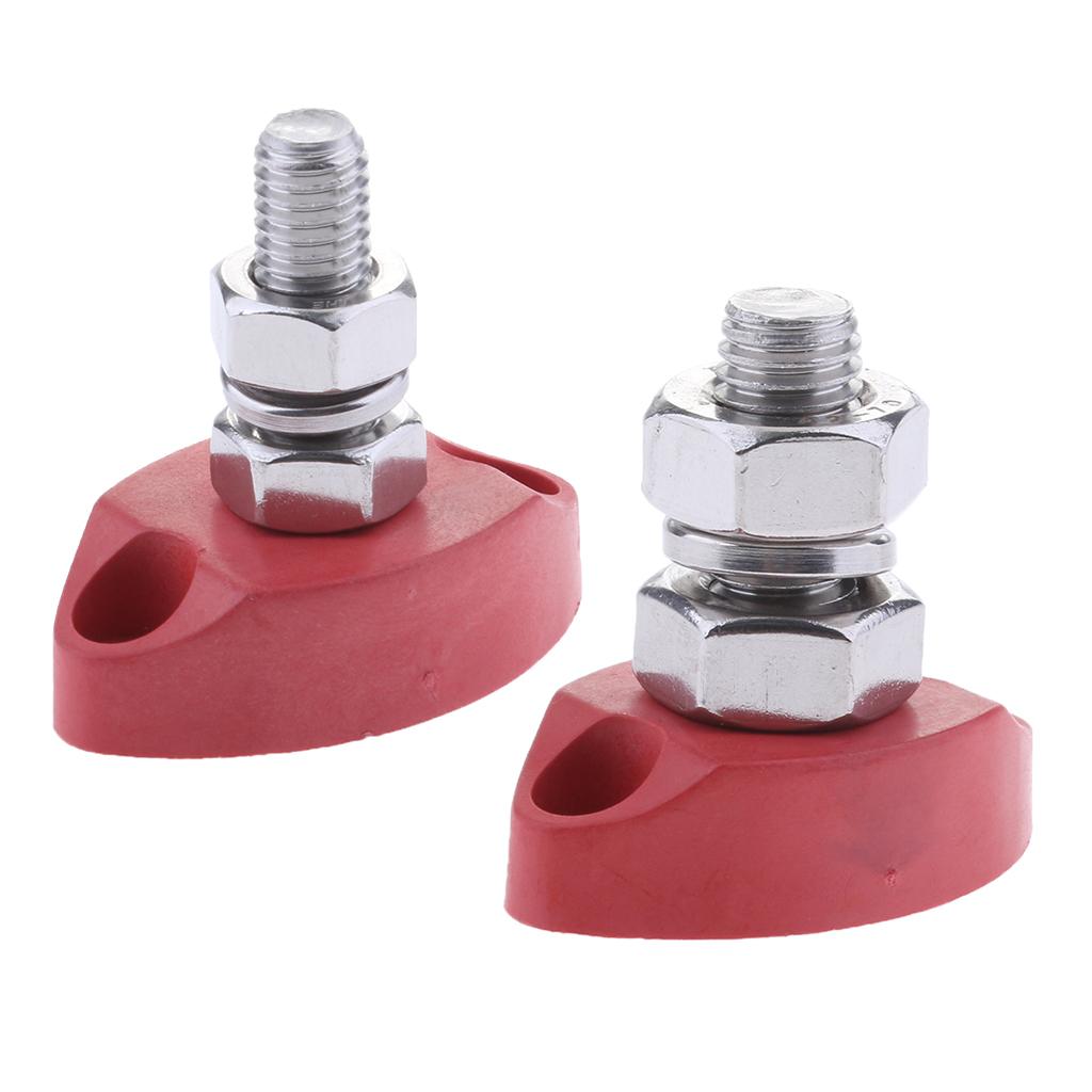 2Pieces Junction Block Power Post Set Insulated Terminal Stud 6mm & 8mm