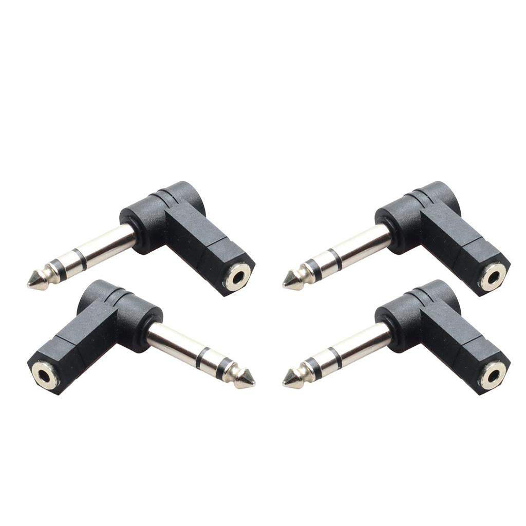 4x 3.5mm Stereo Female to 6.35mm 1/4 Male Right Angle Audio Adapter"