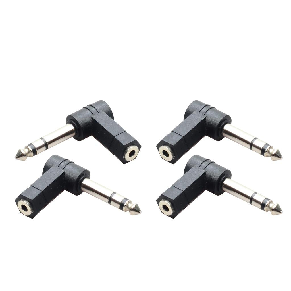 4x 3.5mm Stereo Female to 6.35mm 1/4 Male Right Angle Audio Adapter"