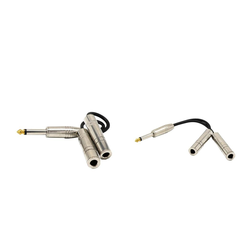 2x 6.35mm Mono Plug Male to Dual 1/4 6.35mm Jack Female Splitter Adapter "
