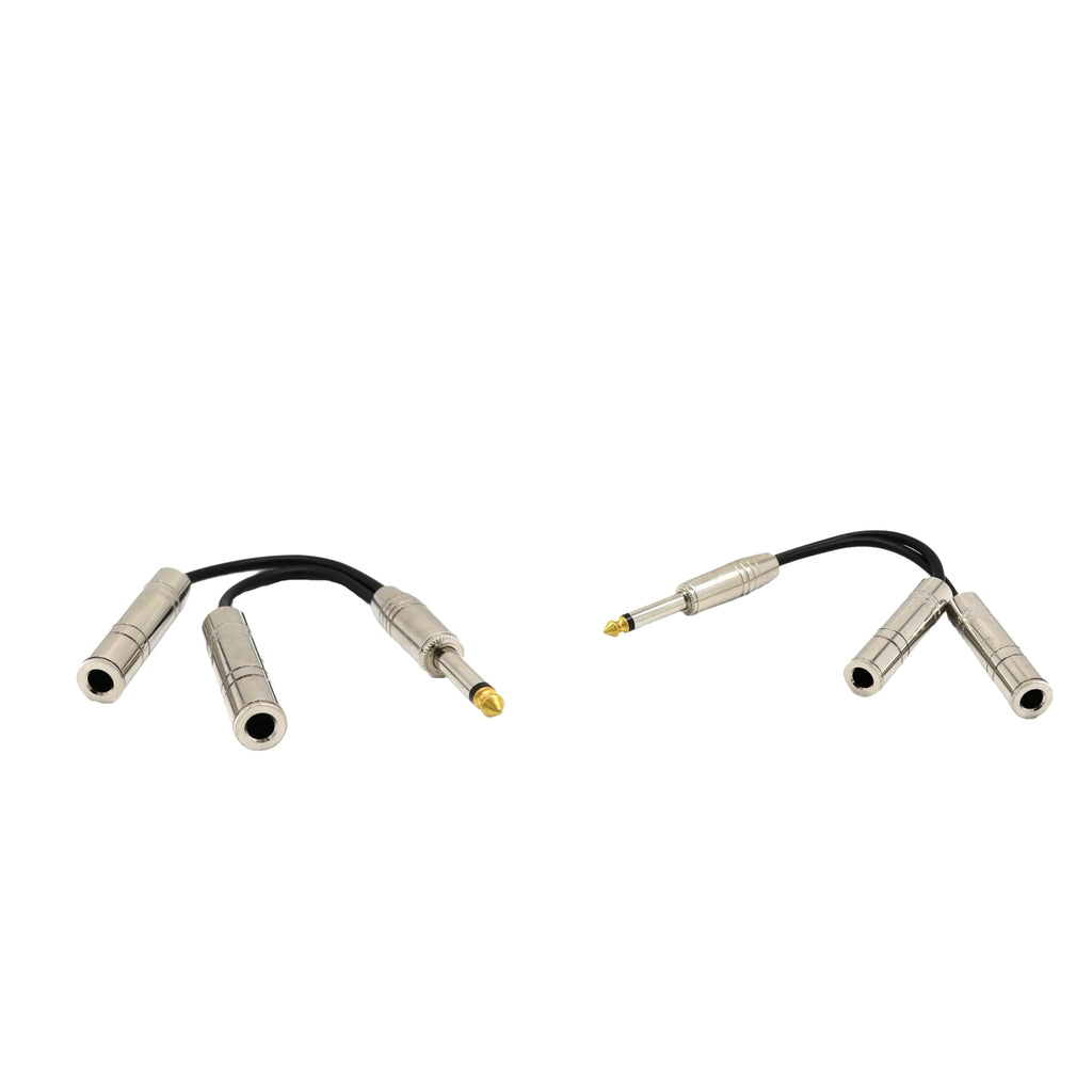 2x 6.35mm Mono Plug Male to Dual 1/4 6.35mm Jack Female Splitter Adapter "