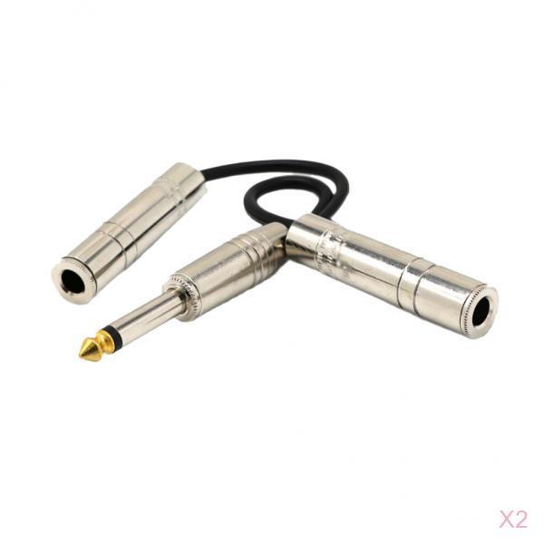 2x 6.35mm Mono Plug Male to Dual 1/4 6.35mm Jack Female Splitter Adapter "