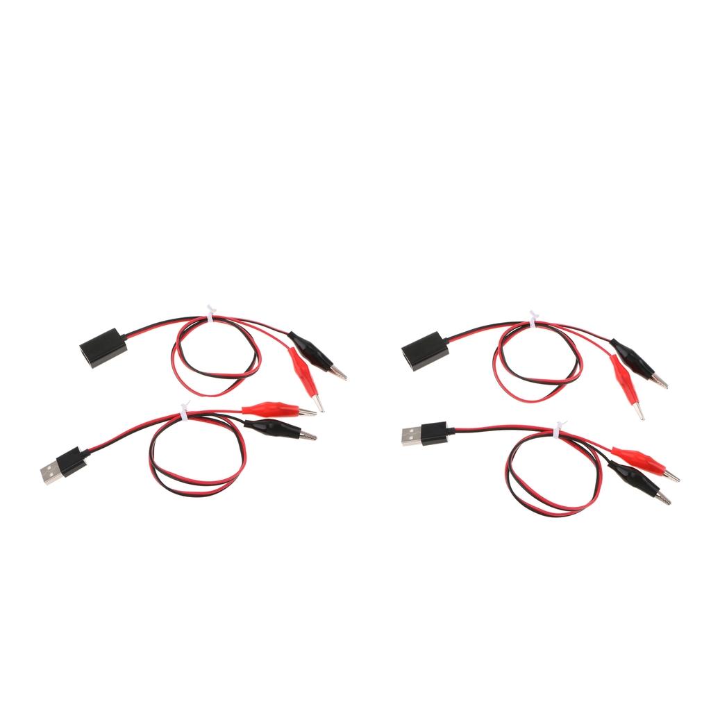 2x Alligator Clips to USB Male + Alligator Clips to USB Female Test Lead