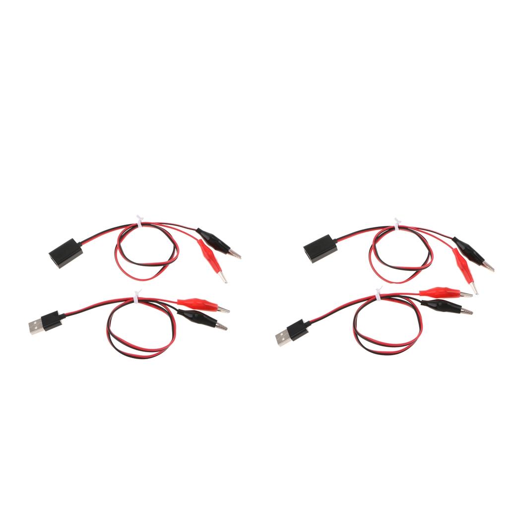 2x Alligator Clips to USB Male + Alligator Clips to USB Female Test Lead