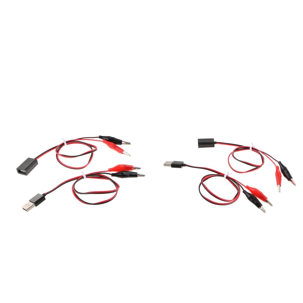 2x Alligator Clips to USB Male + Alligator Clips to USB Female Test Lead
