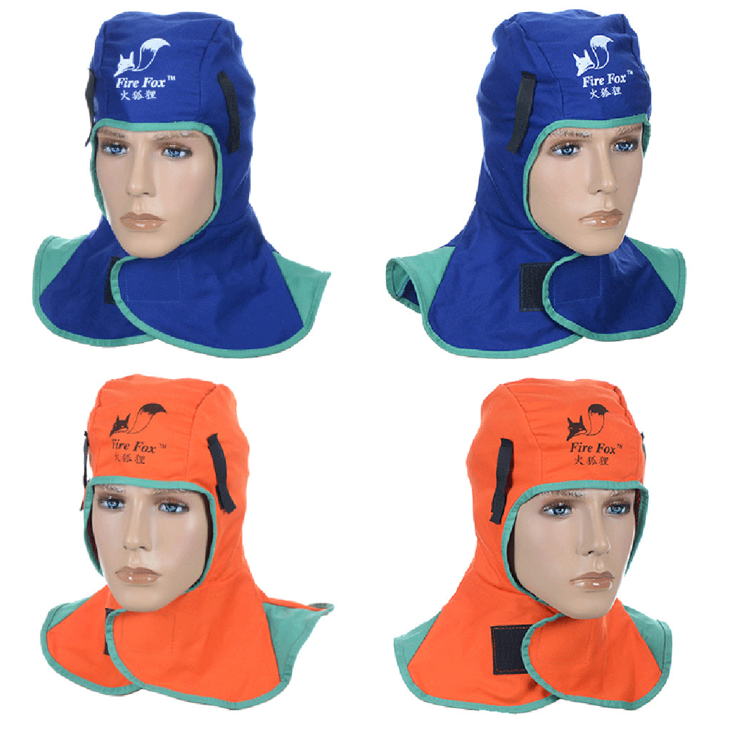 4Pcs Flame Retardant Safey Helmet Welding Neck Protective Hood Orange+Blue