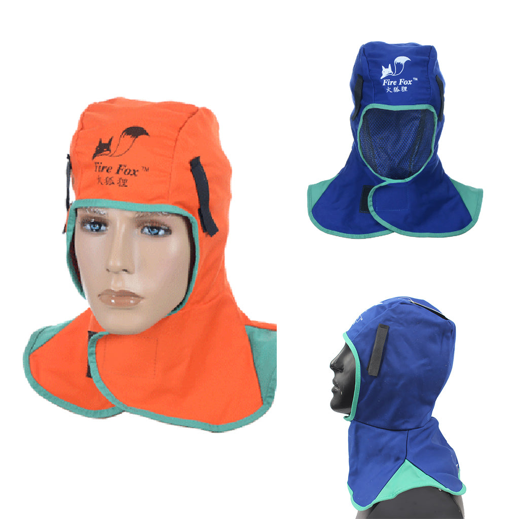 3x Flame Retardant Safey Helmet Neck Hood Welder Head Cover (Blue+Orange)