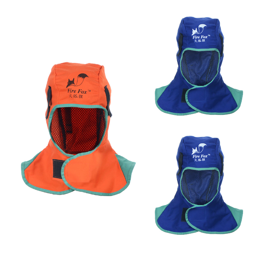 3x Flame Retardant Safey Helmet Neck Hood Welder Head Cover (Blue+Orange)