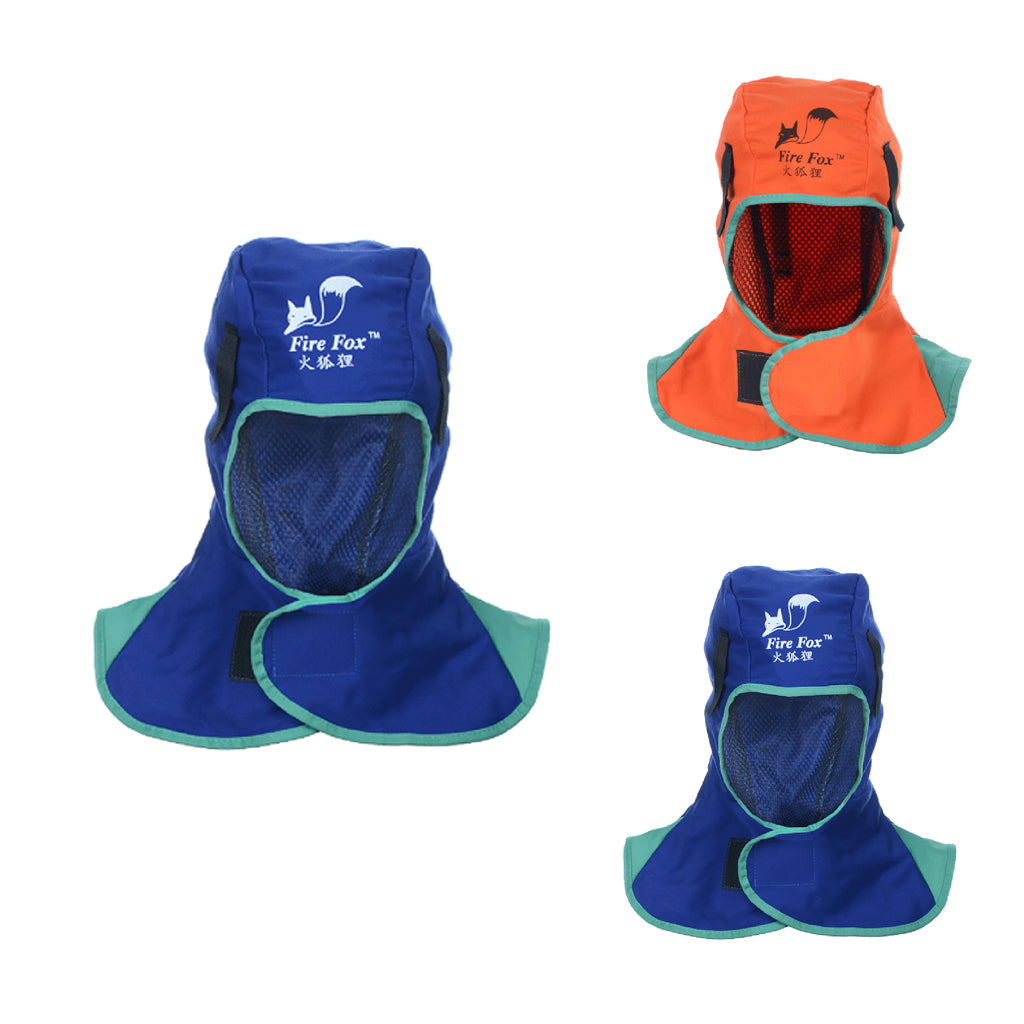 3x Flame Retardant Safey Helmet Neck Hood Welder Head Cover (Blue+Orange)