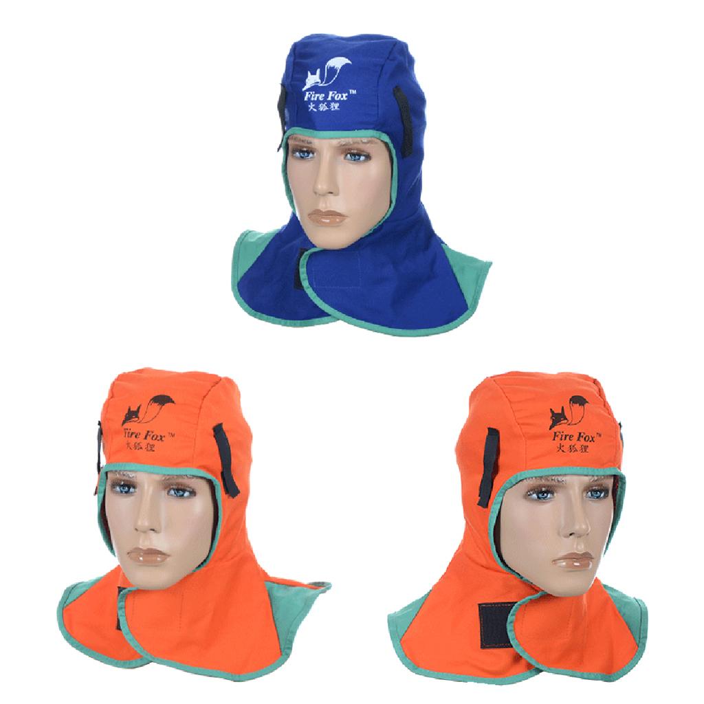3Pcs Flame Retardant Safey Helmet Welding Neck Protective Hood Orange+Blue