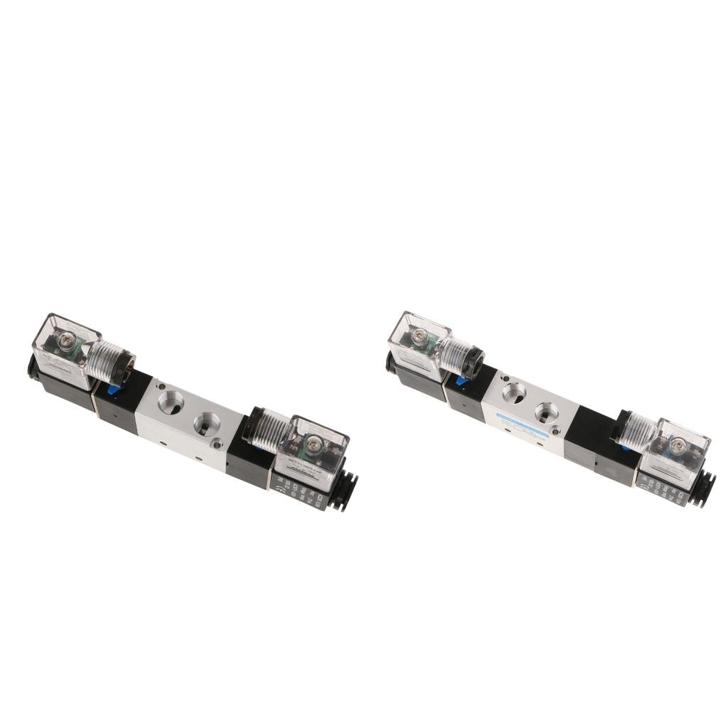 1/4 Pneumatic 5/3 + 5/2Way Electric Control Solenoid Valve Double Coil"