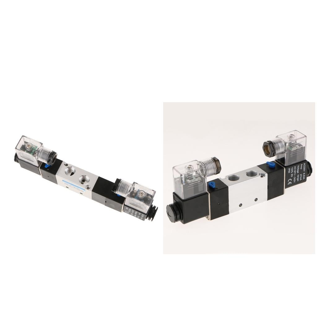 1/4 Pneumatic 5/3 + 5/2Way Electric Control Solenoid Valve Double Coil"