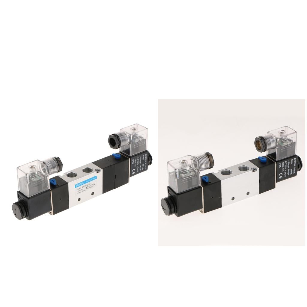 1/4 Pneumatic 5/3 + 5/2Way Electric Control Solenoid Valve Double Coil"