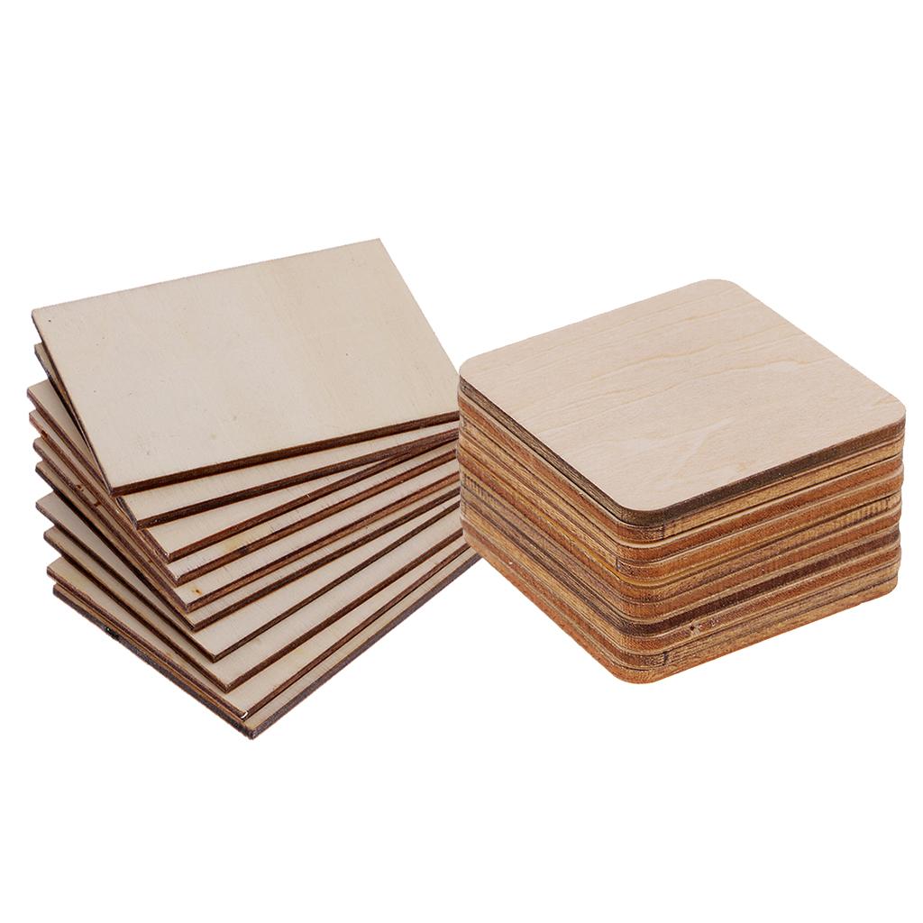 20 Pieces Rectangle Square Shapes Wood Sign Plaque Pieces DIY Woodworkings