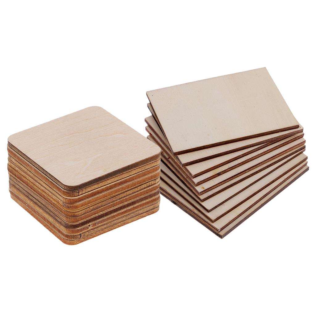 20 Pieces Rectangle Square Shapes Wood Sign Plaque Pieces DIY Woodworkings