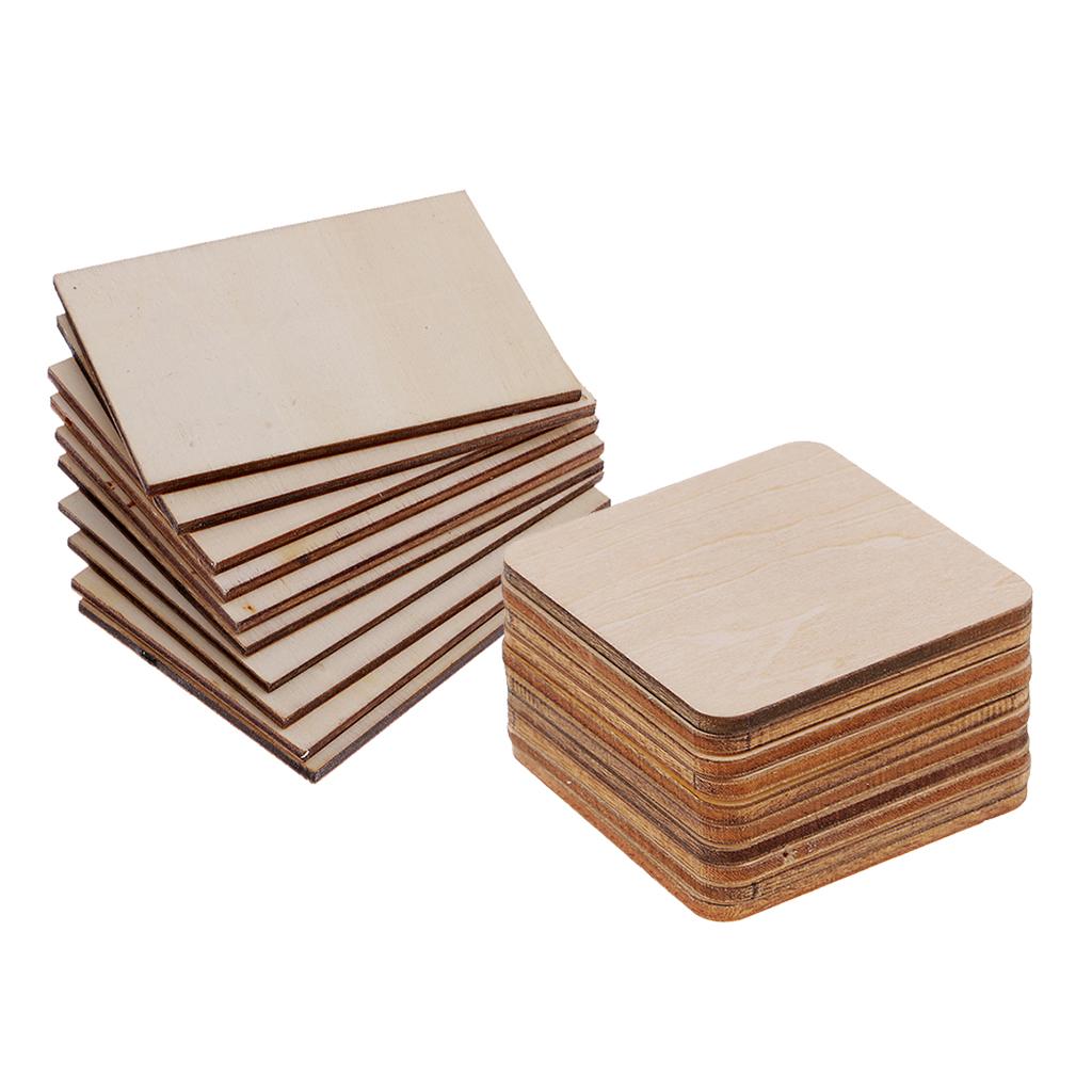 20 Pieces Rectangle Square Shapes Wood Sign Plaque Pieces DIY Woodworkings