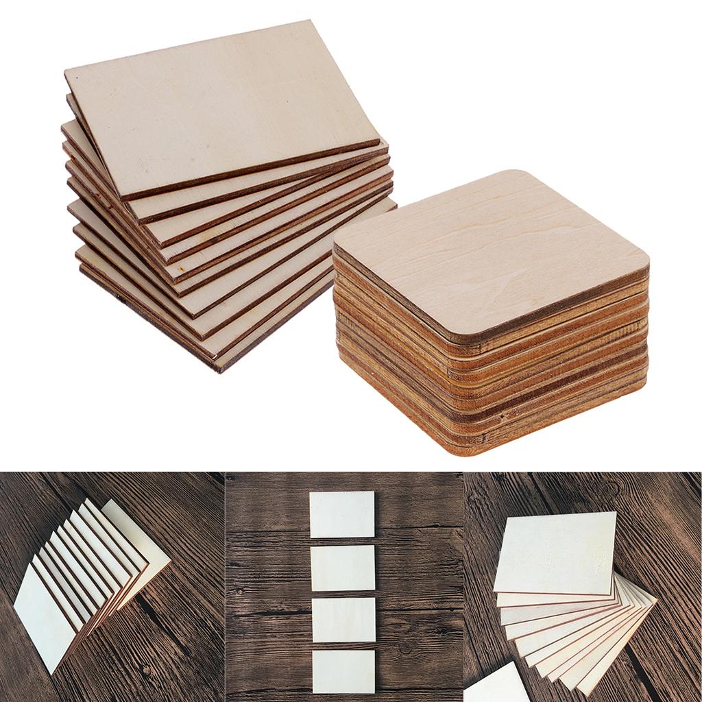 20 Pieces Rectangle Square Shapes Wood Sign Plaque Pieces DIY Woodworkings