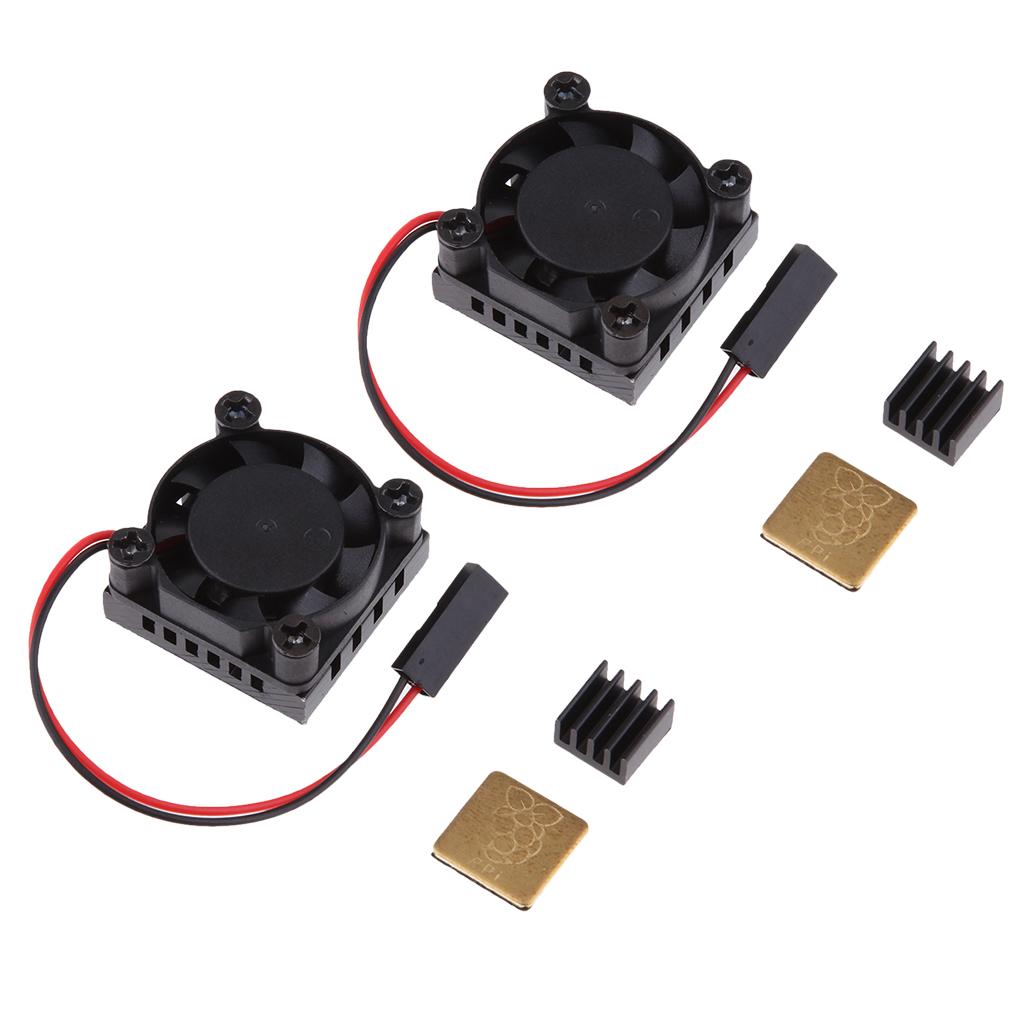 2xCooling Fan System Module with Aluminum Heatsink for Raspberry Pi 3B, 2, 1