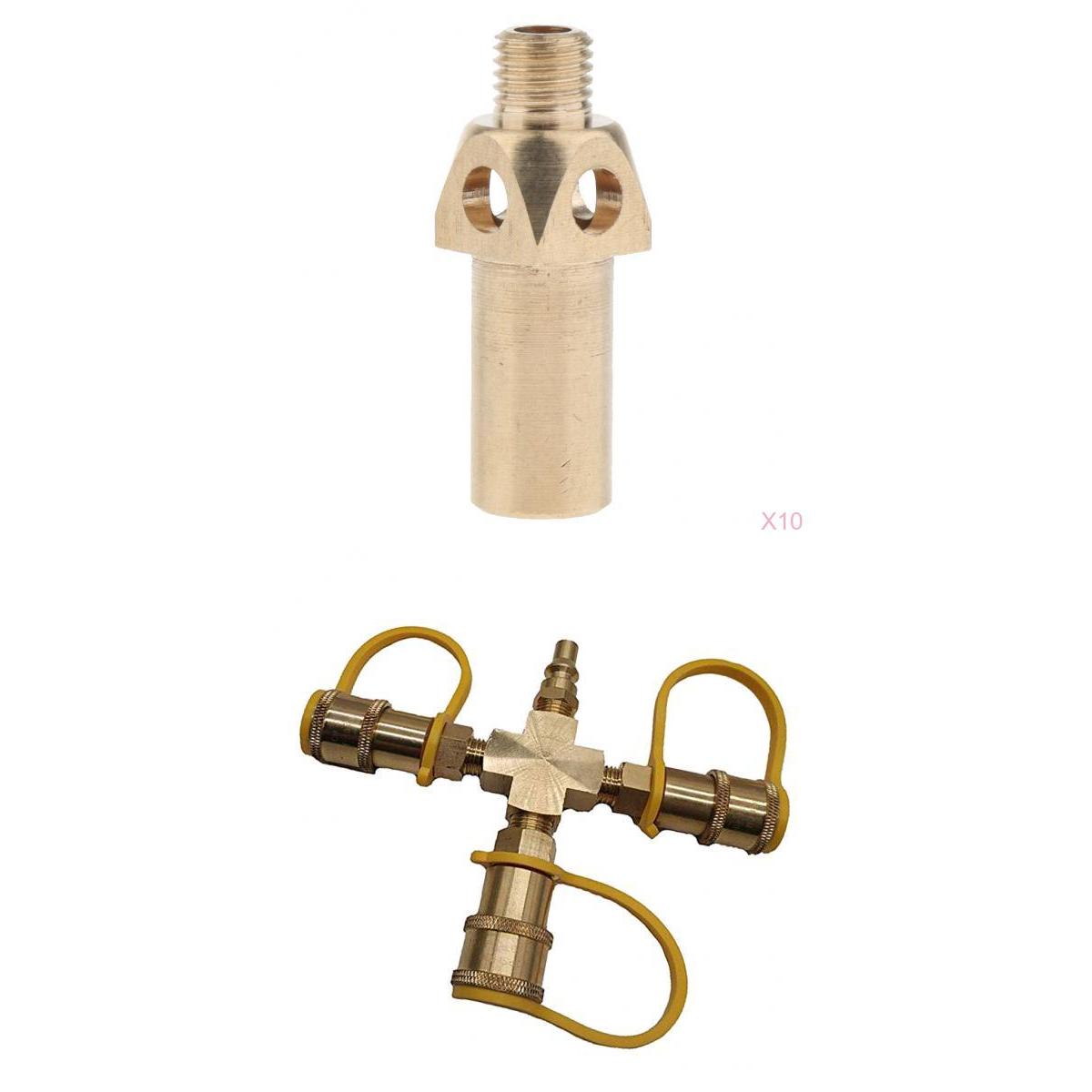 3 Way Splitter 1/4 Plug Propane Quick Connect 10pcs Propane Gas Nozzle"