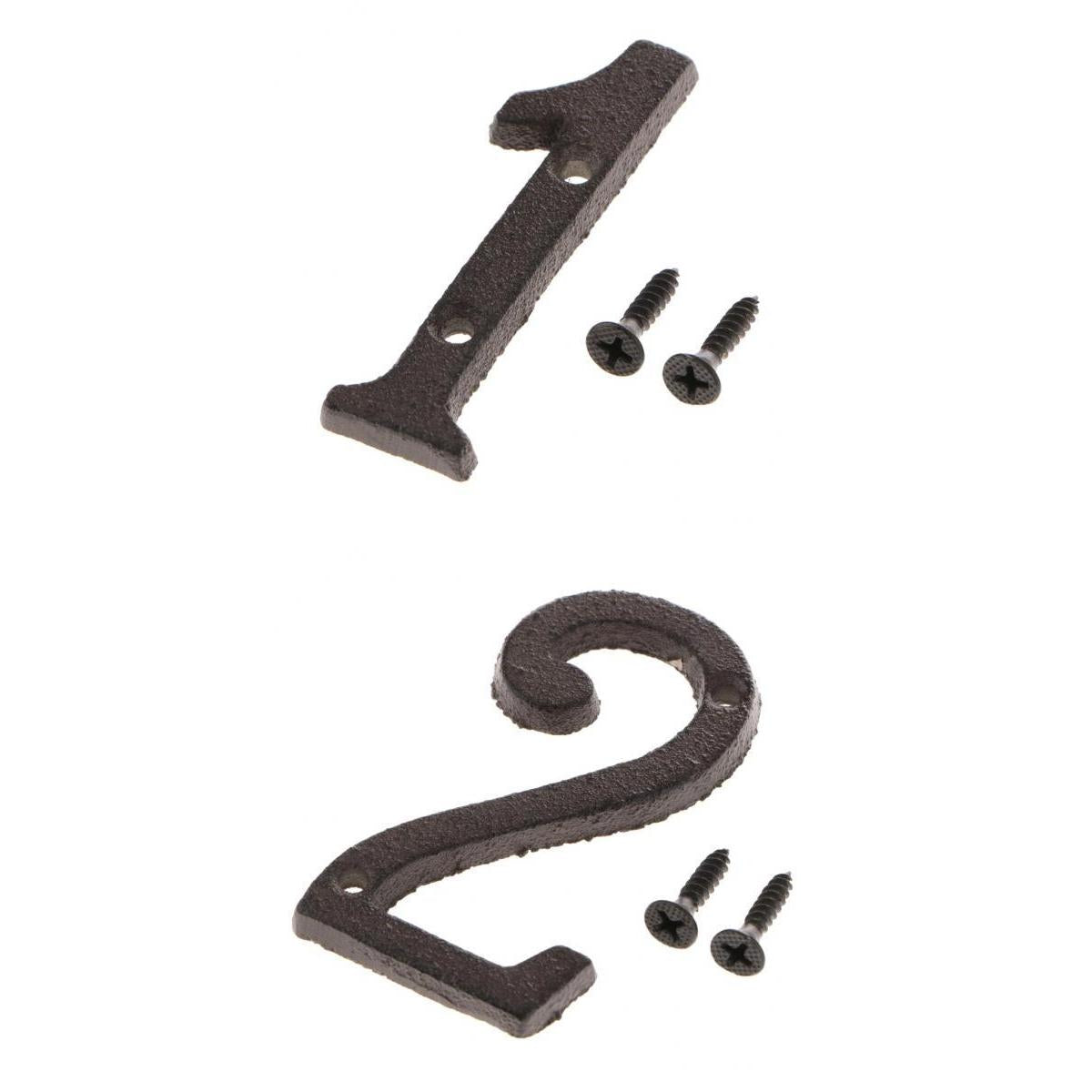 2x Wrought Iron Antique House Door Number Sign Plaque DIY Digit Numbers 1 2