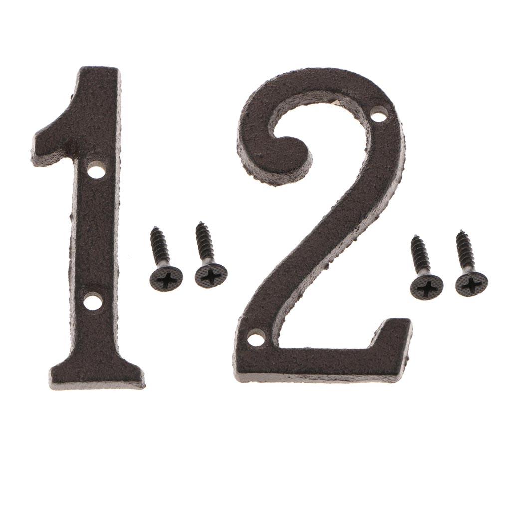 2x Wrought Iron Antique House Door Number Sign Plaque DIY Digit Numbers 1 2