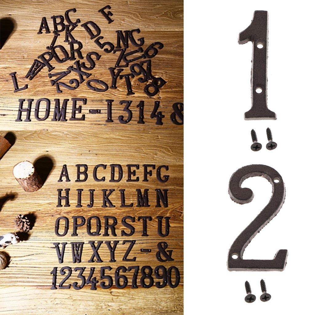 2x Wrought Iron Antique House Door Number Sign Plaque DIY Digit Numbers 1 2