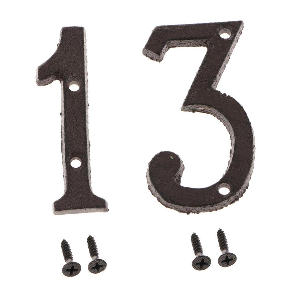 2x Wrought Iron Antique House Door Number Sign Plaque DIY Digit Numbers 1 3