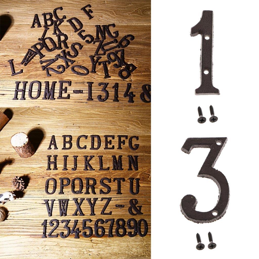 2x Wrought Iron Antique House Door Number Sign Plaque DIY Digit Numbers 1 3