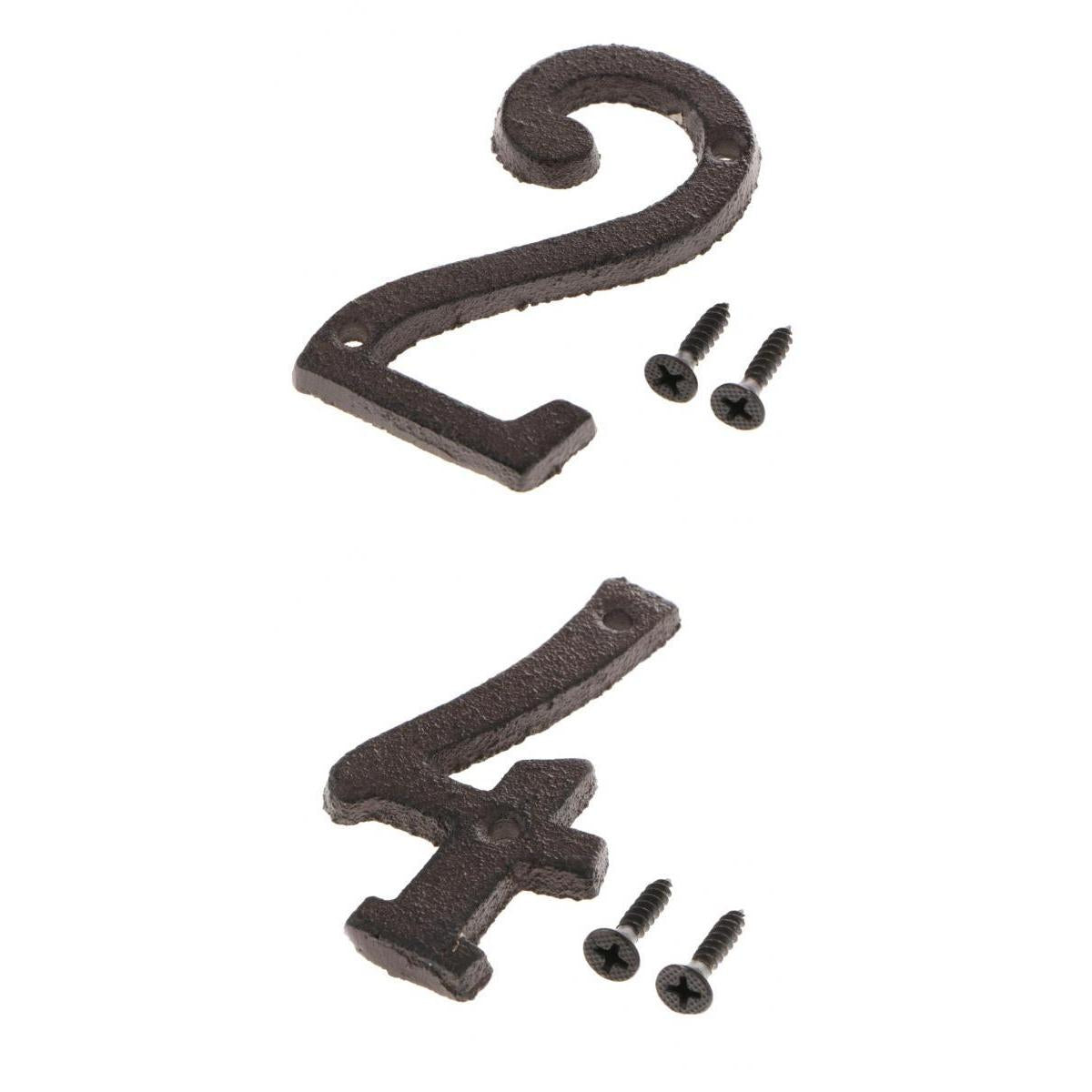 2x Wrought Iron Antique House Door Number Sign Plaque DIY Digit Numbers 2 4