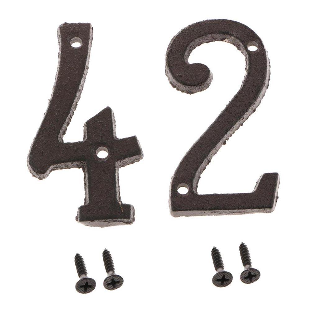 2x Wrought Iron Antique House Door Number Sign Plaque DIY Digit Numbers 2 4