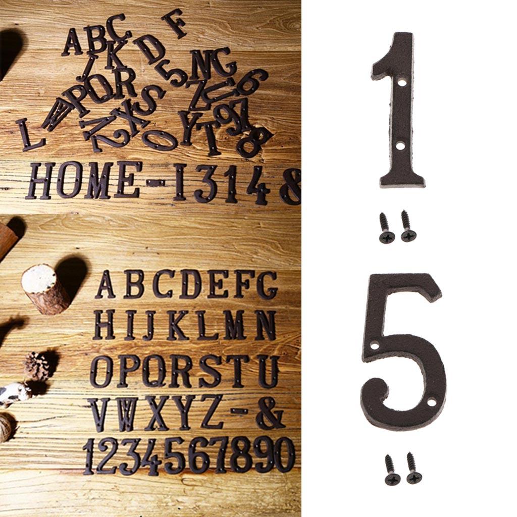 2x Wrought Iron Antique House Door Number Sign Plaque DIY Digit Numbers 1 5
