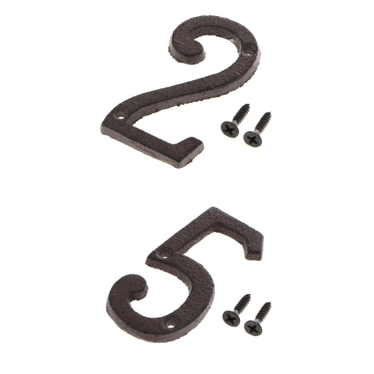 2x Wrought Iron Antique House Door Number Sign Plaque DIY Digit Numbers 2 5