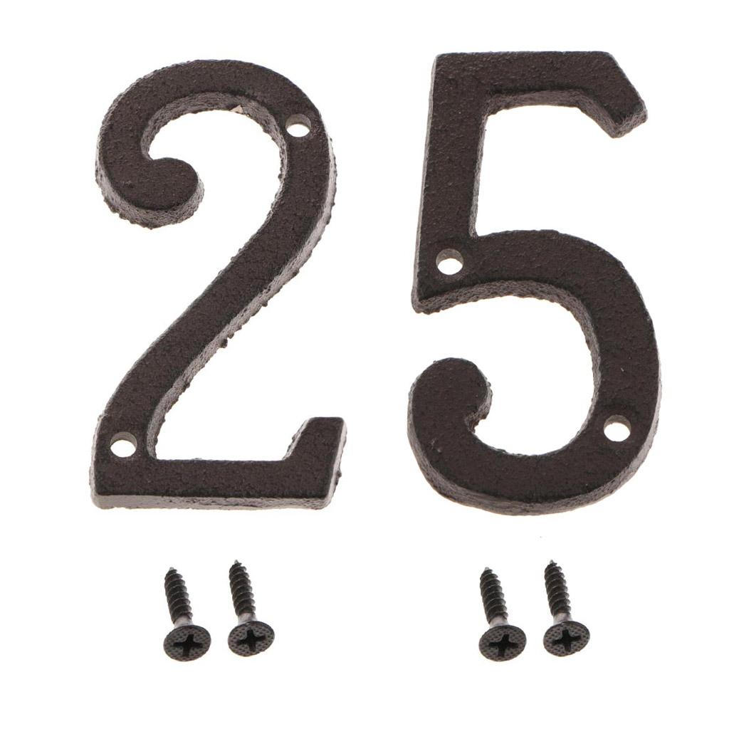 2x Wrought Iron Antique House Door Number Sign Plaque DIY Digit Numbers 2 5