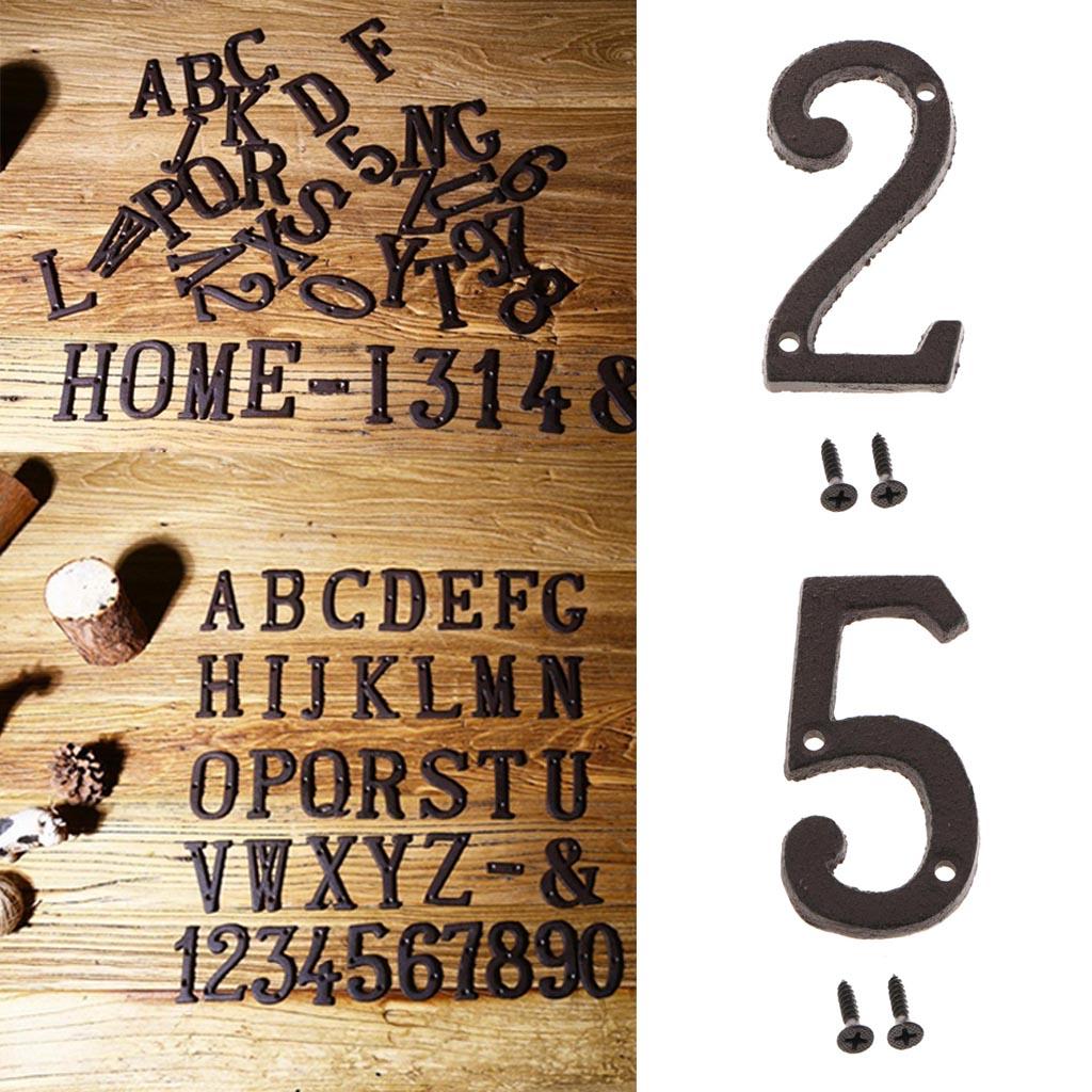 2x Wrought Iron Antique House Door Number Sign Plaque DIY Digit Numbers 2 5