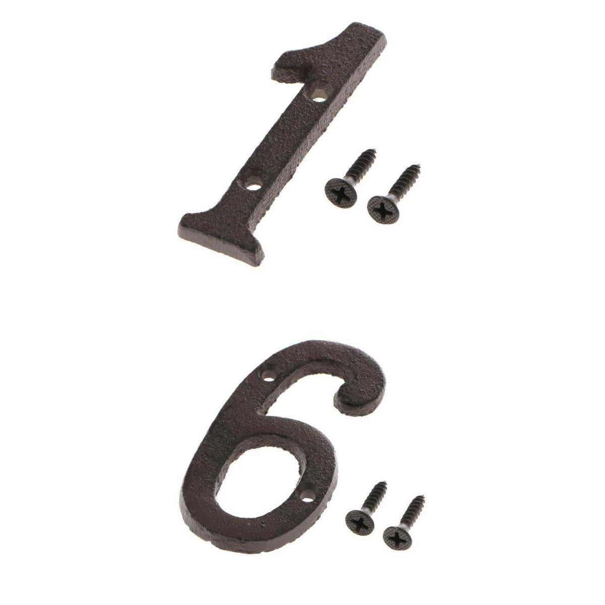 2x Wrought Iron Antique House Door Number Sign Plaque DIY Digit Numbers 1 6