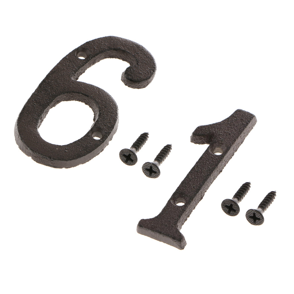 2x Wrought Iron Antique House Door Number Sign Plaque DIY Digit Numbers 1 6