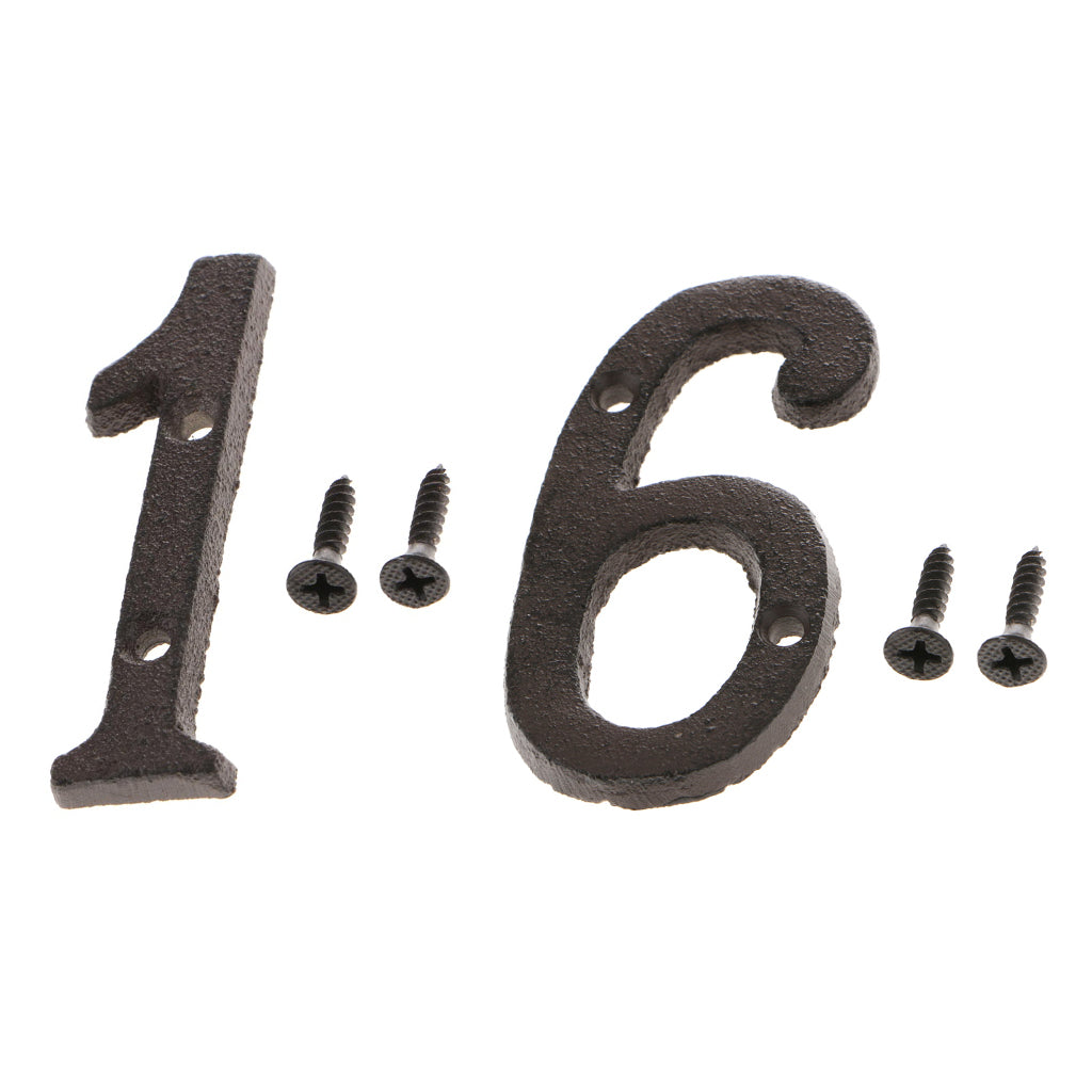 2x Wrought Iron Antique House Door Number Sign Plaque DIY Digit Numbers 1 6